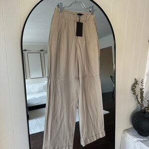 Beige Wide-Leg Trousers